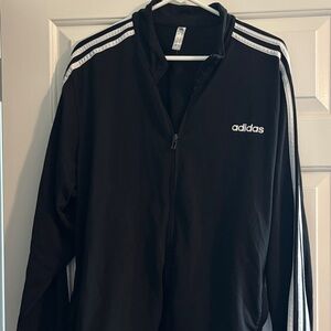 adidas Black Jacket with White Three-Stripe Detail